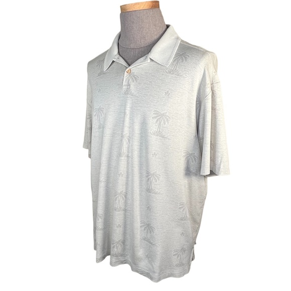 Tommy Bahama Men’s Silk Blend Tan & Sage Green Polo With Tropical Palm Trees XXL - Picture 14 of 14
